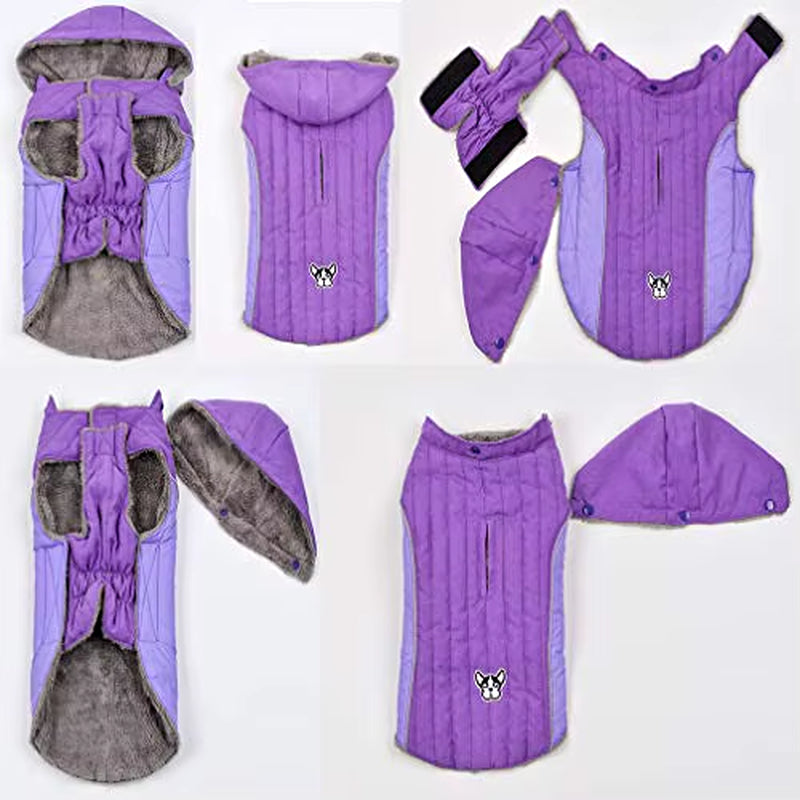 AIDA PET Dog Coat with Warm Detachable Hat Dog Thick Jacket Hoodie Reflective Sweater Clothing Outfits