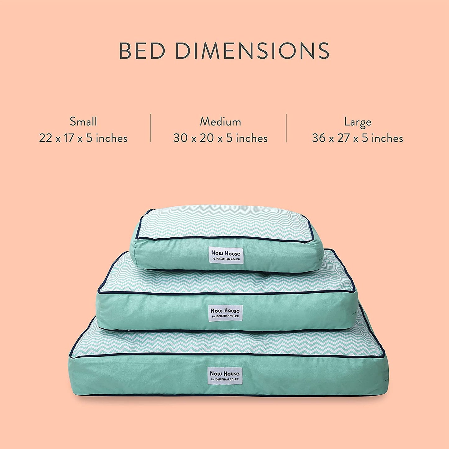 Now House for Pets by Teal Chevron Dog Bed, Small (Cotton, Removable Cover, 22X17X5 Inches, 25Lbs)