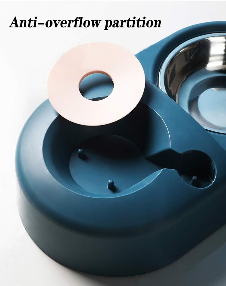 Dog cat Food Bowls，Double Dog Bowls for Small Dogs，Automatic Drinking Water,Detachable and Stable Separation Design，Suitable for Cats/Small Dogs