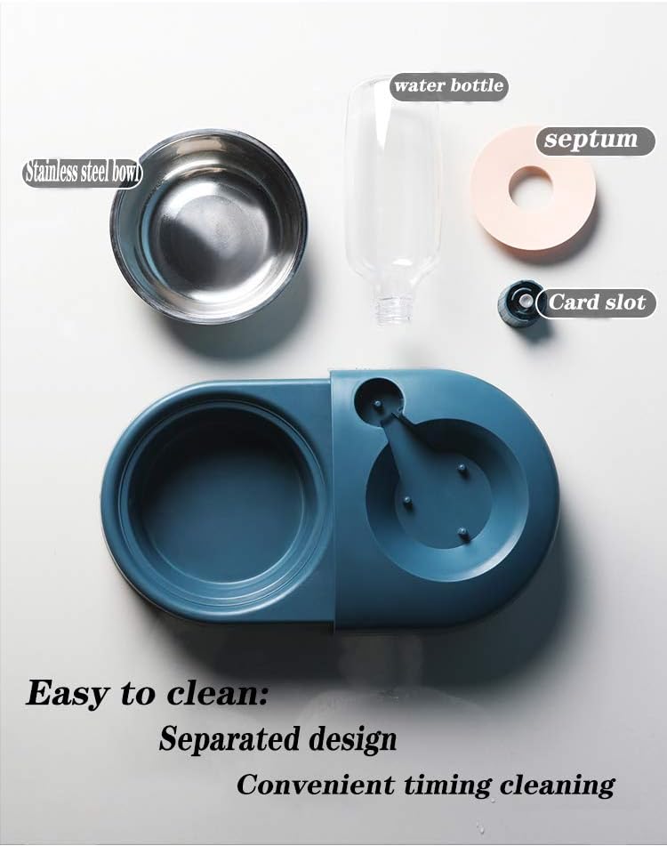 Dog cat Food Bowls，Double Dog Bowls for Small Dogs，Automatic Drinking Water,Detachable and Stable Separation Design，Suitable for Cats/Small Dogs