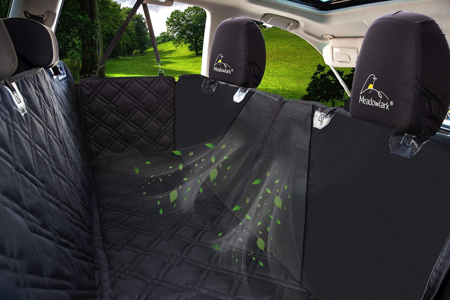 XL Dog Seat Covers Premium Unique Mesh Design & Entire Car Protection-Doors,Headrests & Backseat. Zippered Side Flap, Waterproof Pet Seat Cover + Seat Belt & 2 Headrest Protectors